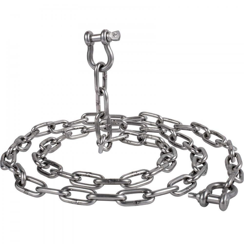 VEVOR Boat Anchor Chain, 5/16" x 20', 2373 lbs. WLL/7120 lbs. BS, 316 Stainless Steel Marine Grade Anchor Lead Chain with Dual Lock Ring Shackles for Boats, Deck, Fishing, Works with Different Anchors