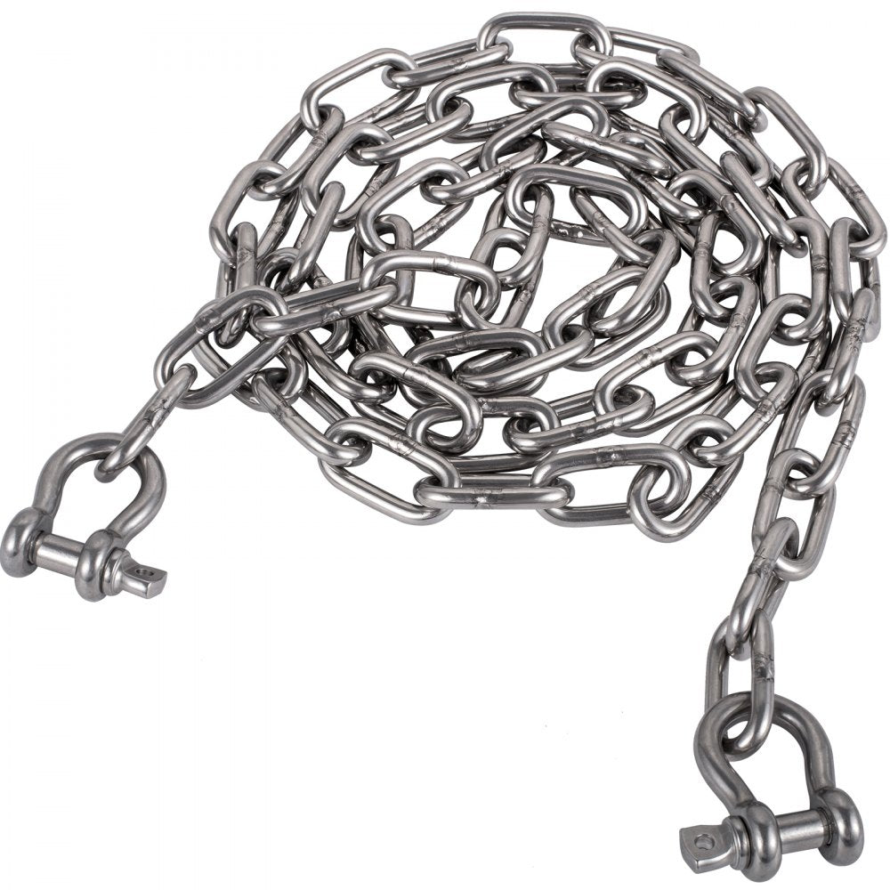 VEVOR Boat Anchor Chain, 5/16" x 20', 2373 lbs. WLL/7120 lbs. BS, 316 Stainless Steel Marine Grade Anchor Lead Chain with Dual Lock Ring Shackles for Boats, Deck, Fishing, Works with Different Anchors