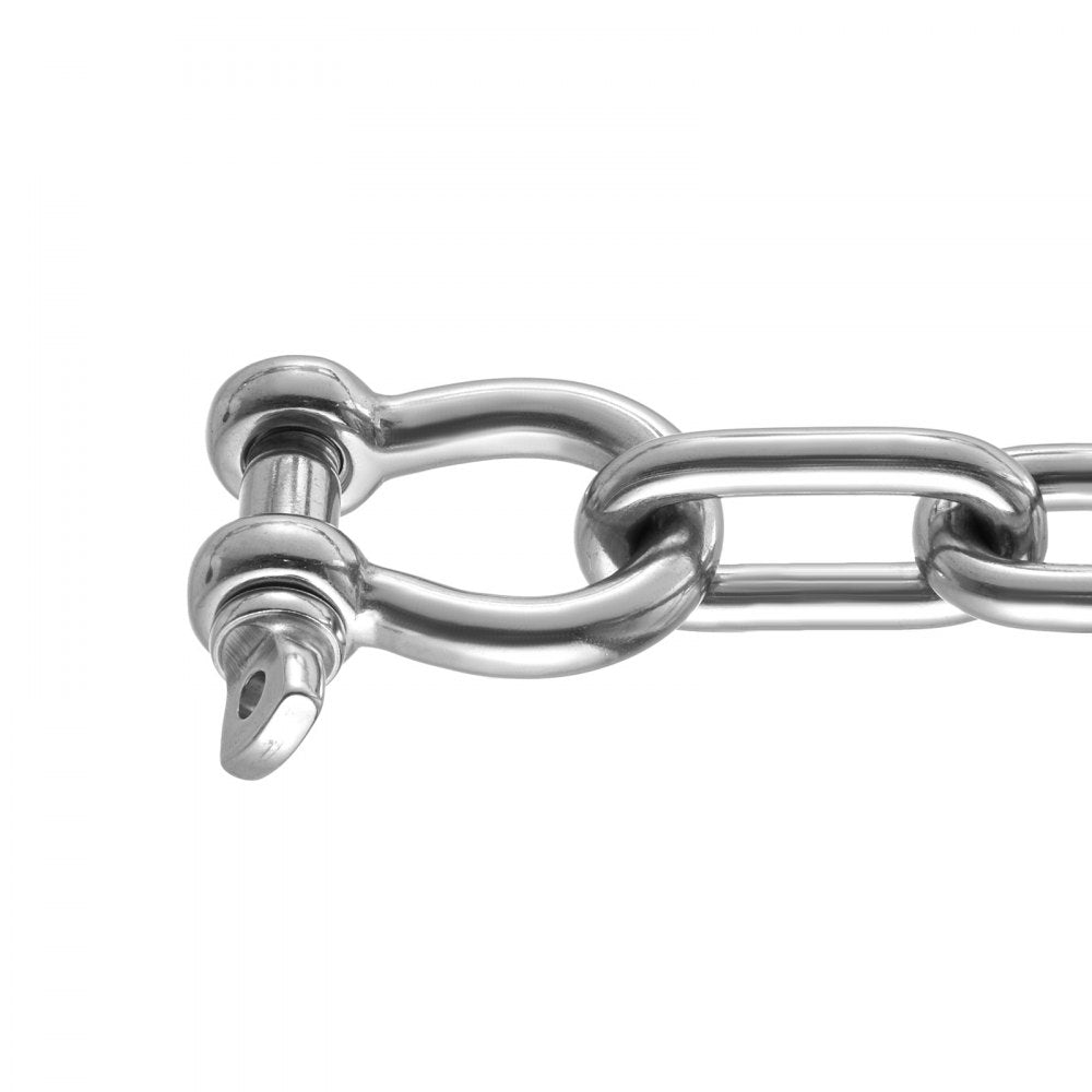 VEVOR Boat Anchor Chain, 5/16" x 6', 2373 lbs. WLL/7120 lbs. BS, 316 Stainless Steel Marine Grade Anchor Lead Chain with Dual Lock Ring Shackles for Boats, Deck, Fishing, Works with Different Anchors
