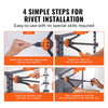 VEVOR Rivet Nut Tool, 14 in Rivnut Tool Kit with 7 PCS Metric and SAE Mandrels, 70 PCS Assorted Rivet Nuts, 10-24, 1/4-20, M6, 5/16-18, M8, 3/8-16, M10, With Rugged Carrying Case, for DIY, Repairs