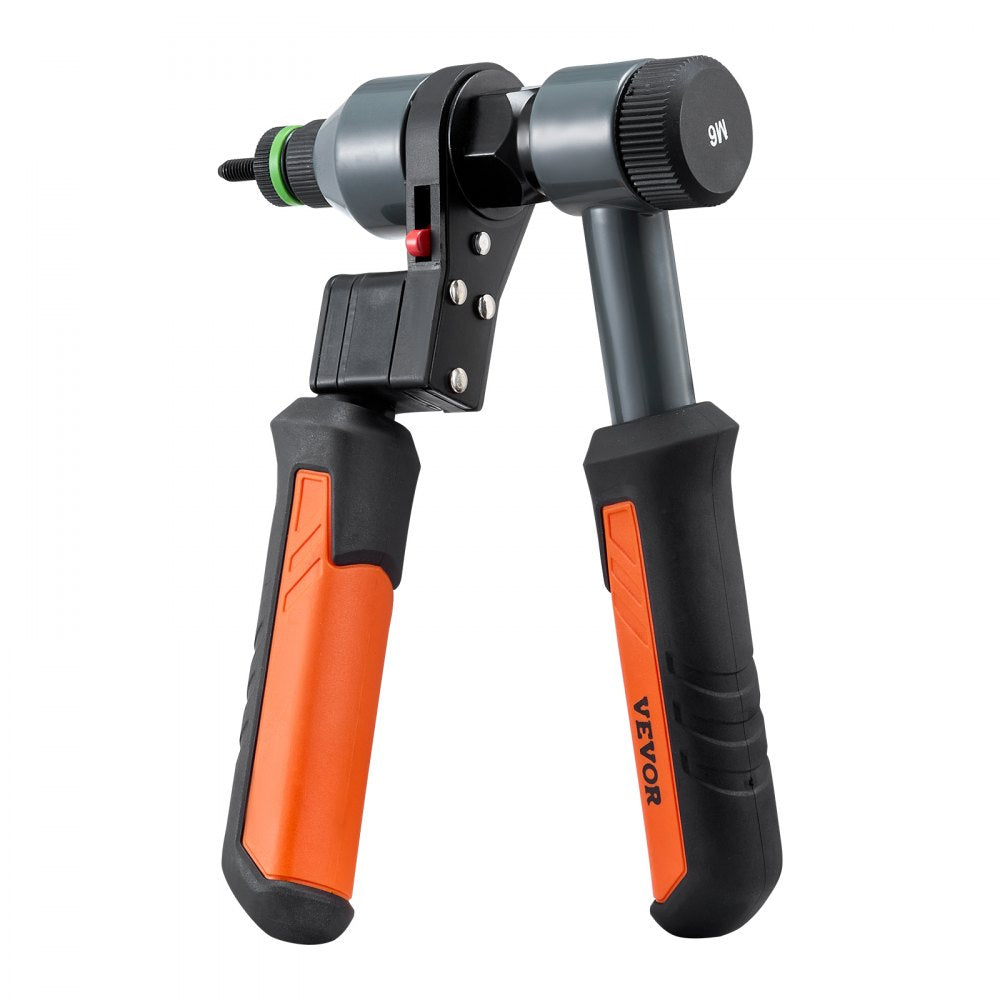VEVOR Rivet Nut Tool Kit, 9-Inch Ratchet Rivnut Tool Kit, with 10 Mandrels and 100 Nuts, Metric and SAE Size M5, M6, M8, M10, M12, 8-32, 10-24, 1/4-20, 5/16-18, 3/8-16 UNC, with a Rugged Carrying Case