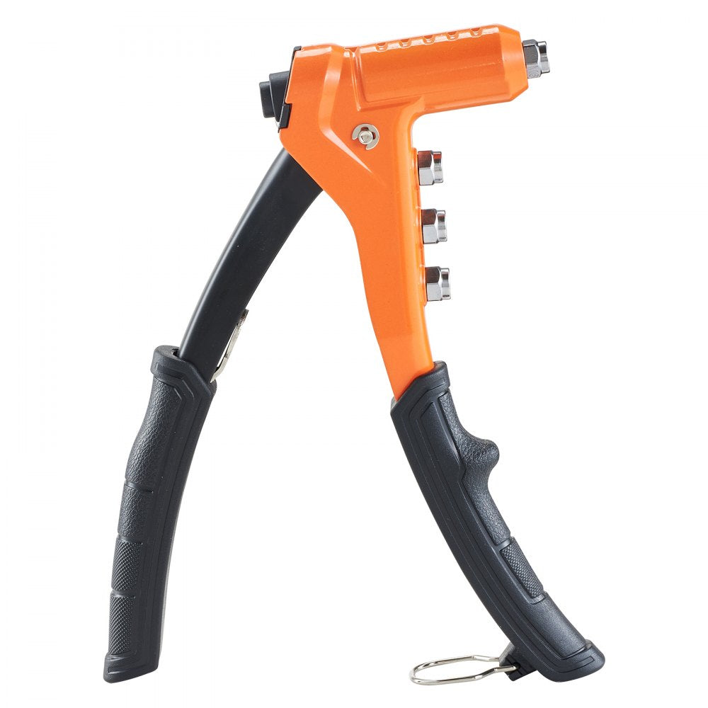 VEVOR Rivet Nut Tool Kit, 9-Inch One-Handed Rivnut Tool Kit, with 8 Mandrels, a Step Drill Bit and 80 Nuts, Metric and SAE Size M3, M4, M5, M6, 6-32, 8-32, 10-24, 1/4-20 UNC, with a Carrying Case
