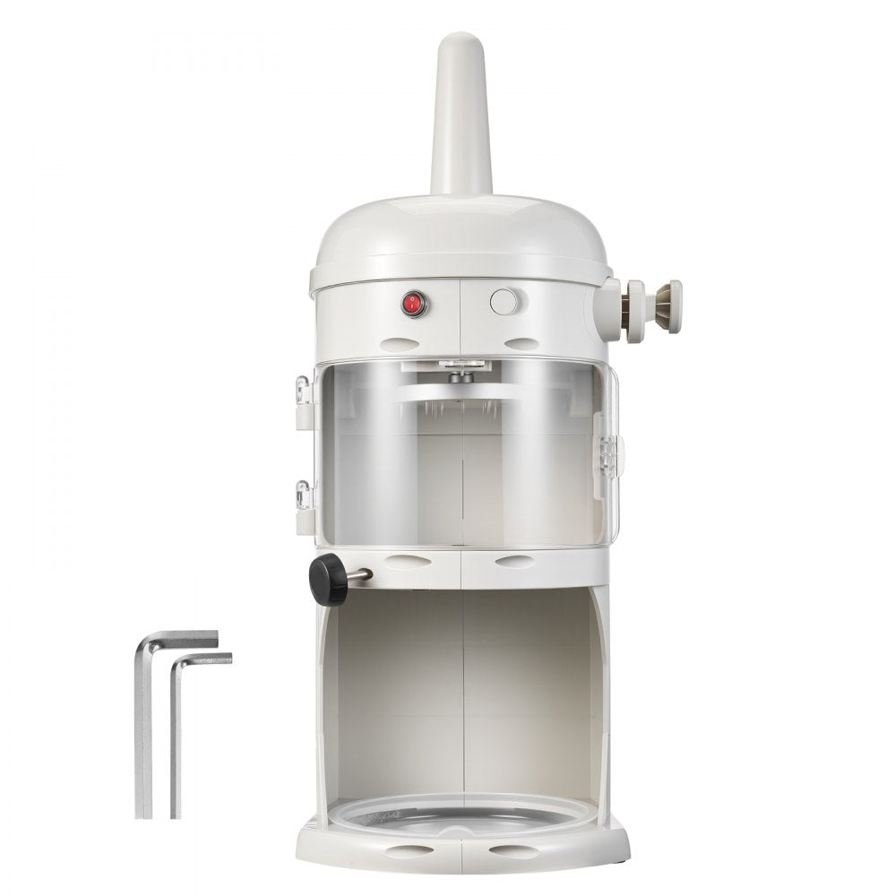 VEVOR Commercial Ice Shaver Crusher, 220lbs/hr Electric Fluffy Ice & Snow Cone Machine, 250W 1500RPM Tabletop Fluffy Shaved-Ice Machine for Parties Events Snack Bar, Home and Commercial Use (White)