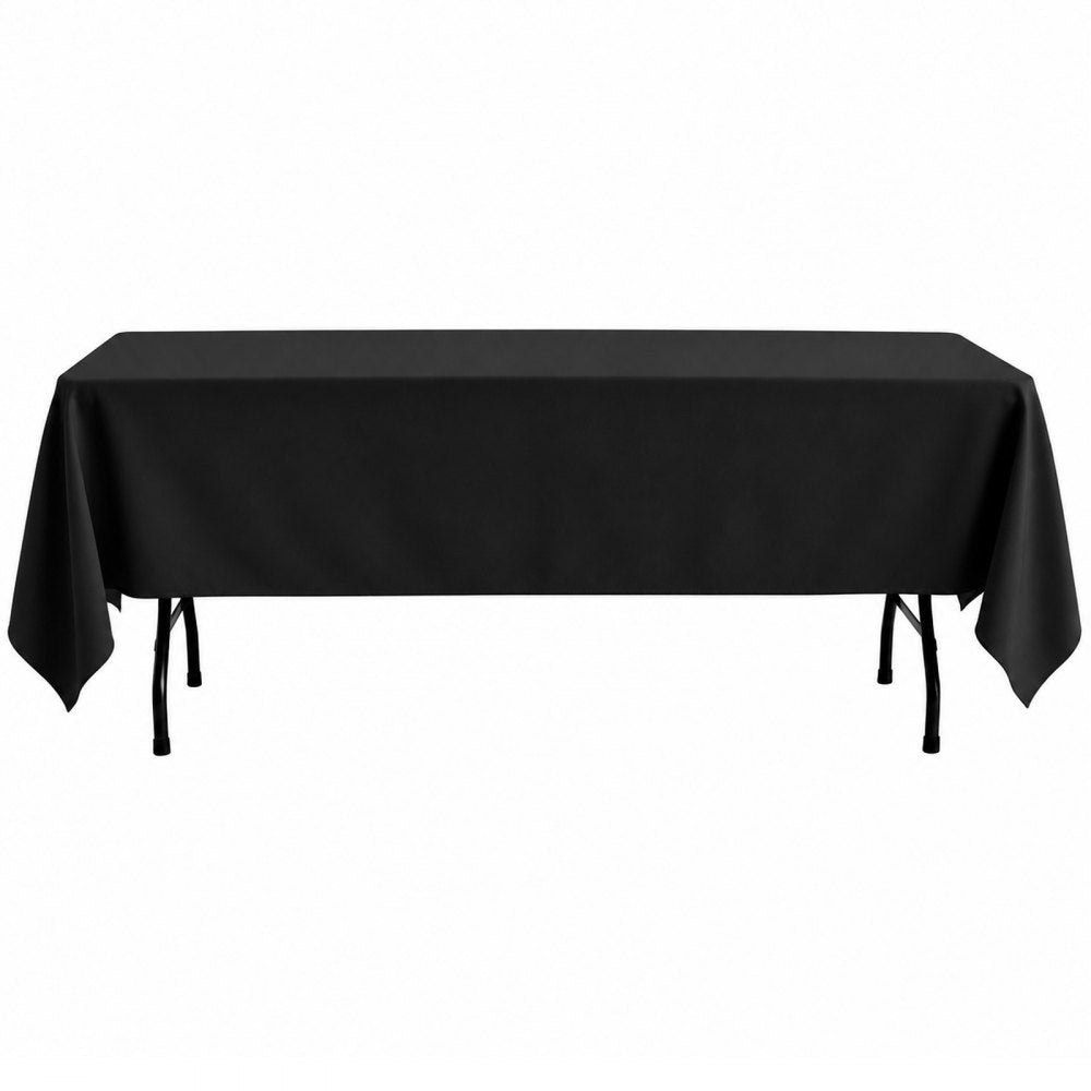 VEVOR Rectangular Tablecloths, 60 x 102 in 12 Pack, Black Polyester Covers, for Party Wedding Banquet Festival, Washable, Reusable Table Cloth with Brushed Fabric, Neat Hems, Smooth Drape
