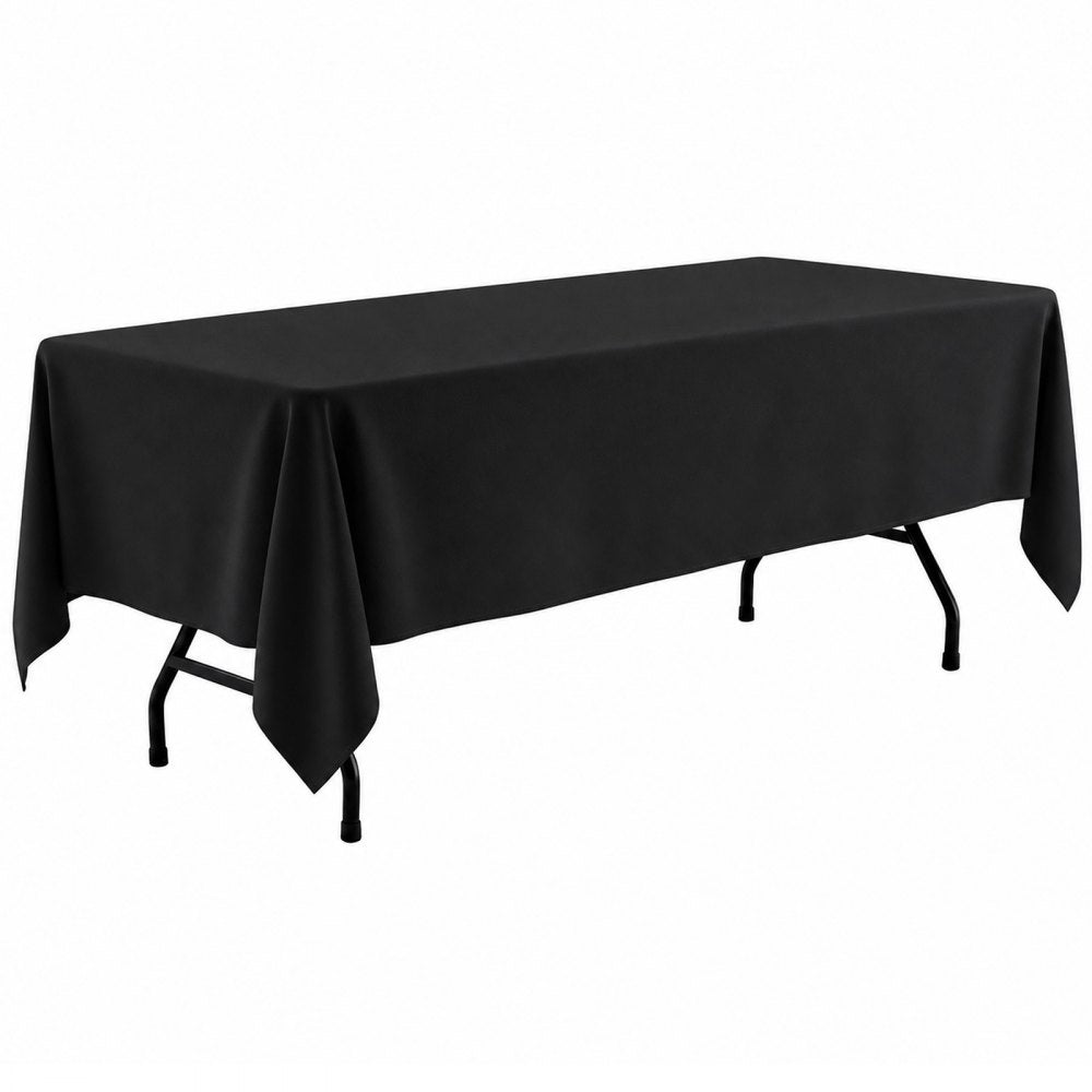 VEVOR Rectangular Tablecloths, 60 x 102 in 12 Pack, Black Polyester Covers, for Party Wedding Banquet Festival, Washable, Reusable Table Cloth with Brushed Fabric, Neat Hems, Smooth Drape