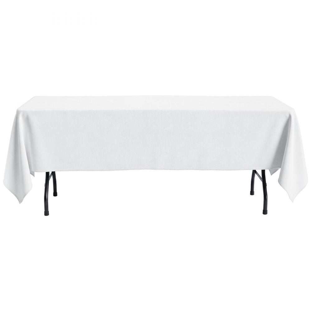 VEVOR Rectangular Tablecloths, 60 x 102 in 12 Pack, White Polyester Covers, for Party Wedding Banquet Festival, Washable, Reusable Table Cloth with Brushed Fabric, Neat Hems, Smooth Drape