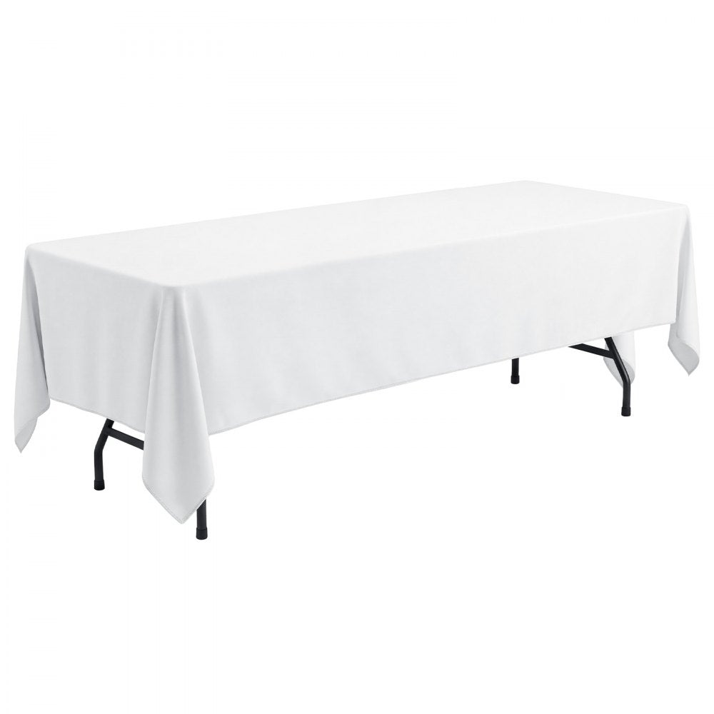 VEVOR Rectangular Tablecloths, 70 x 120 in 10 Pack, White Polyester Covers, for Party Wedding Banquet Festival, Washable, Reusable Table Cloth with Brushed Fabric, Neat Hems, Smooth Drape