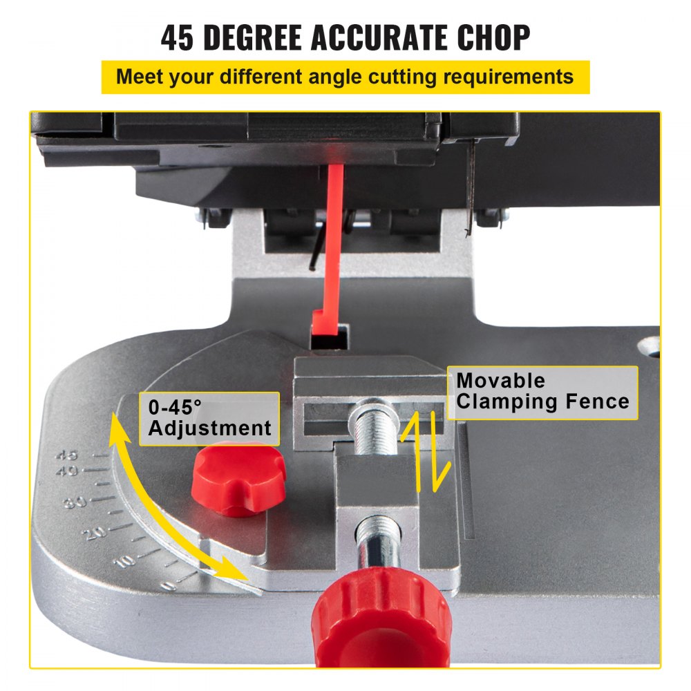 VEVOR Mini Miter Cut-off Chop Saw, Two 2-5/16\" Blade of Steel and Resin with 1/2inch Cutting Depth, 0-45° Benchtop Miter Saw for Copper, Aluminum, Wood, Zinc in Hobby Craft