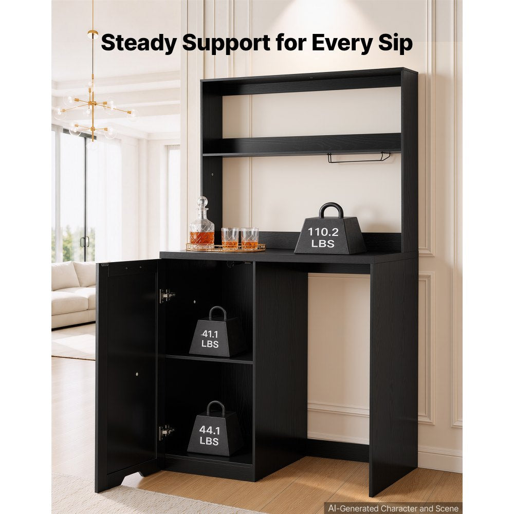 VEVOR Coffee Bar Cabinet with Mini Fridge Space, 69"H, Storage & Outlet, for Home, Kitchen, Living Room, Liquor Wine Cabinets, Beverage Station with Door, 2 Adjustable Shelves, Multi-Tier Storage