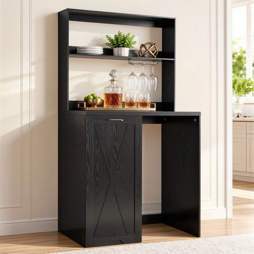 Vevor Coffee Bar Cabinet Beverage Station with Mini Fridge Space New