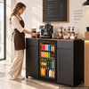 VEVOR Coffee Bar Cabinet with Mini Fridge Space, 53"W, Storage & Outlet, for Home, Kitchen, Living Room, Liquor Wine Beverage Station with 2 Drawers, 2 Doors, Adjustable Shelves, Countertop Storage