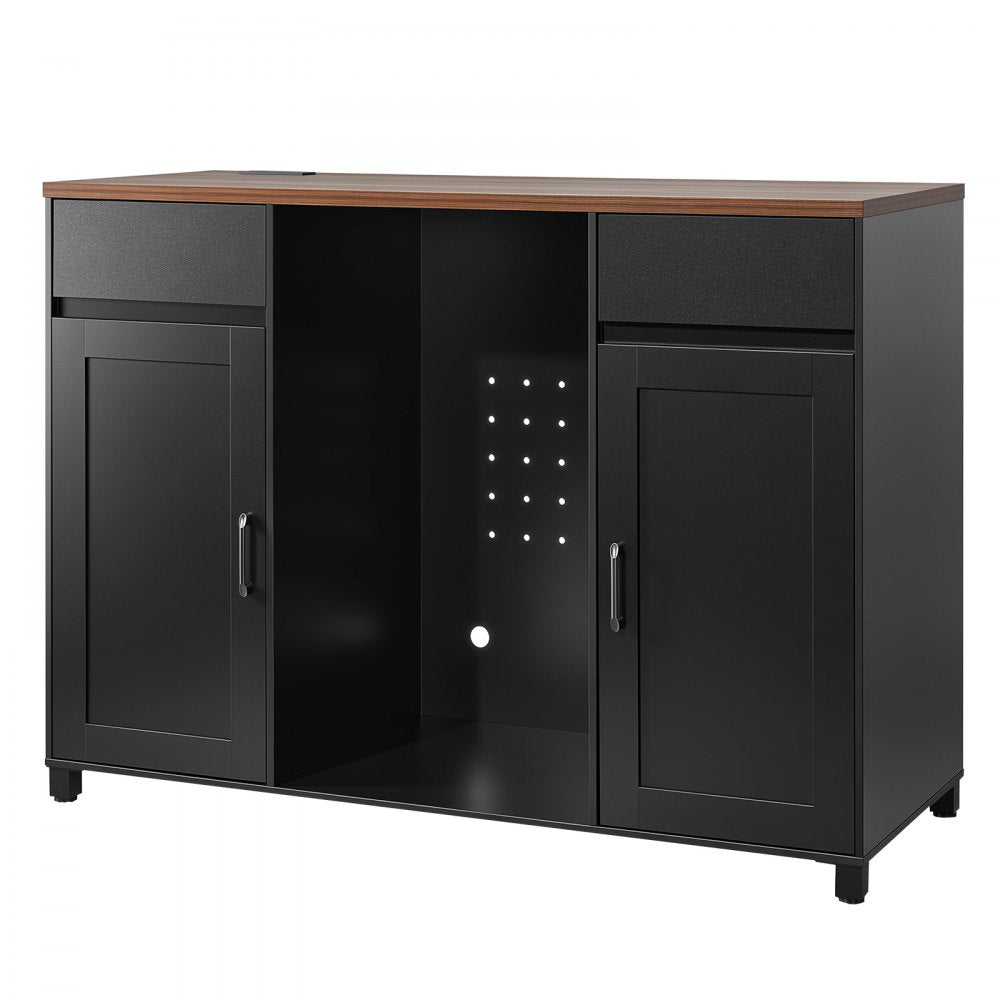 VEVOR Coffee Bar Cabinet with Mini Fridge Space, 53"W, Storage & Outlet, for Home, Kitchen, Living Room, Liquor Wine Beverage Station with 2 Drawers, 2 Doors, Adjustable Shelves, Countertop Storage