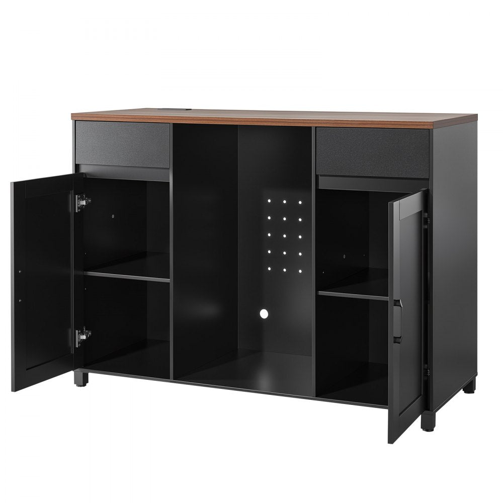 VEVOR Coffee Bar Cabinet with Mini Fridge Space, 53"W, Storage & Outlet, for Home, Kitchen, Living Room, Liquor Wine Beverage Station with 2 Drawers, 2 Doors, Adjustable Shelves, Countertop Storage