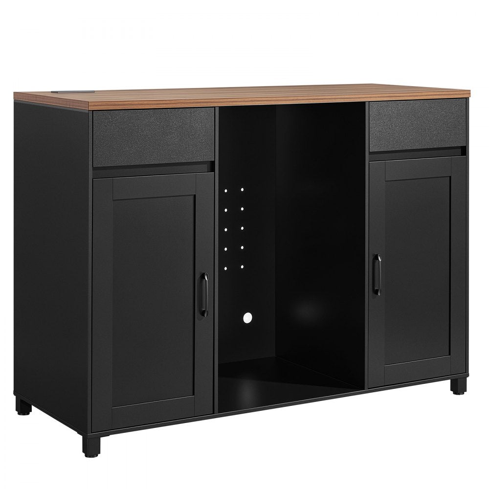 VEVOR Coffee Bar Cabinet with Mini Fridge Space, 53"W, Storage & Outlet, for Home, Kitchen, Living Room, Liquor Wine Beverage Station with 2 Drawers, 2 Doors, Adjustable Shelves, Countertop Storage
