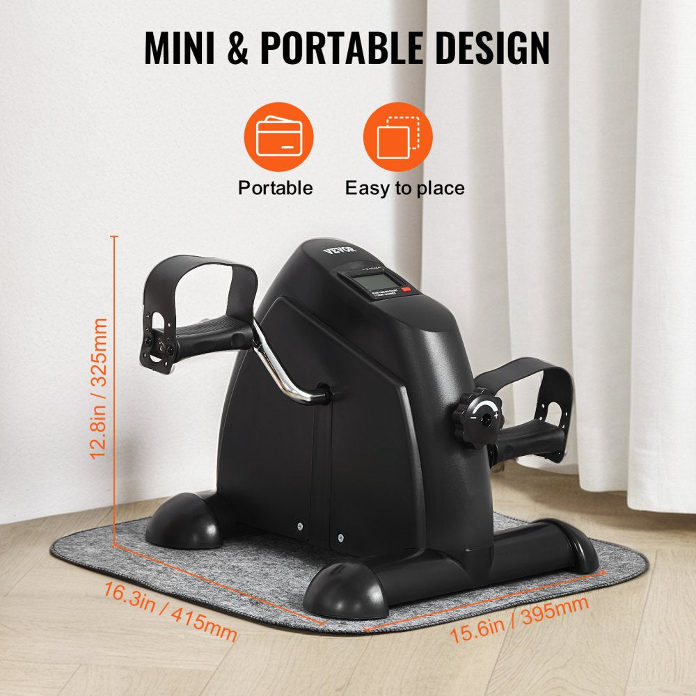 VEVOR Under Desk Bike Pedal Exerciser, Mini Exercise Bike for Arm/Leg Exercise, Multi-level Resistance Pedal Exerciser for Home Office Workout, Cycling Portable Peddler with LCD Display & Non-Slip Mat