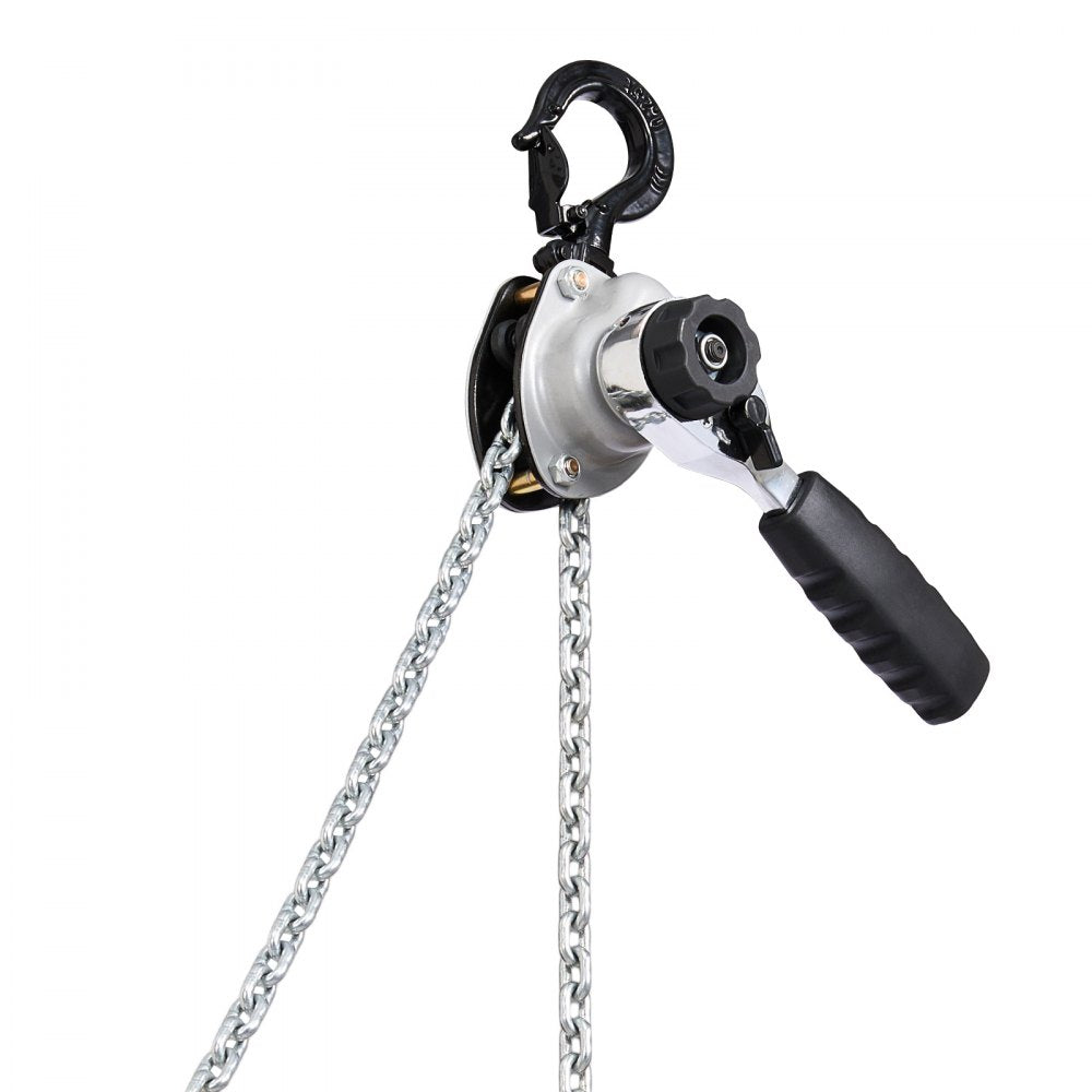 VEVOR Manual Lever Chain Hoist, 1/2T 1100LBS Capacity Heavy Duty Come Along, 10FT Lift G80 Alloy Steel Chain With Dual Pawl Mechanical Brake,360°Rotating Hooks, for Warehouse Construction Garage
