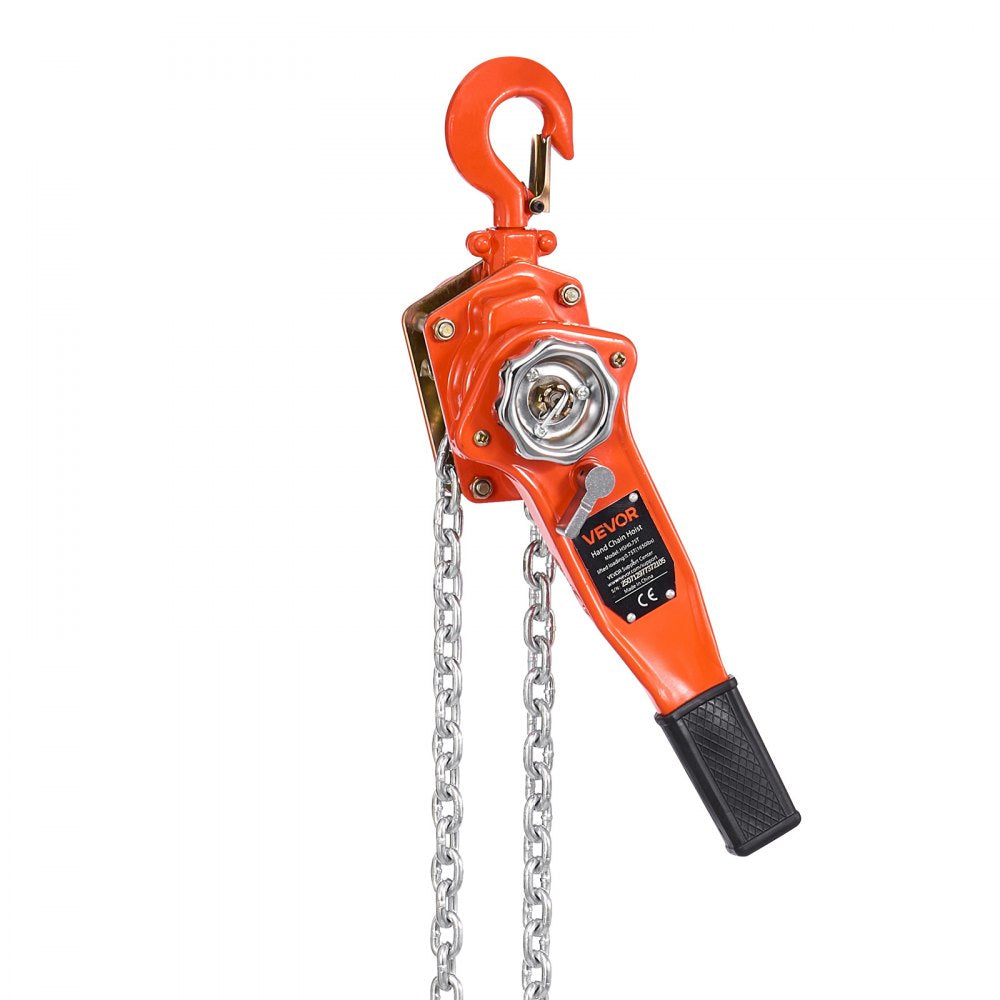 VEVOR Manual Lever Chain Hoist, 3/4T 1650LBS Capacity Heavy Duty Come Along, 5FT Lift G80 Alloy Steel Chain With Dual Pawl Mechanical Brake,360°Rotating Hooks, for Warehouse Construction Garage