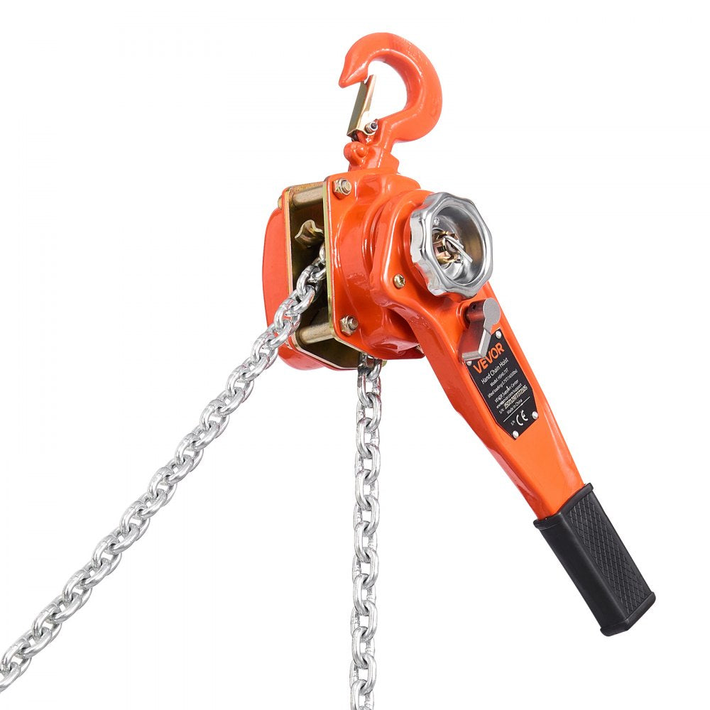 VEVOR Manual Lever Chain Hoist, 3/4T 1650LBS Capacity Heavy Duty Come Along, 20FT Lift G80 Alloy Steel Chain With Dual Pawl Mechanical Brake,360°Rotating Hooks, for Warehouse Construction Garage