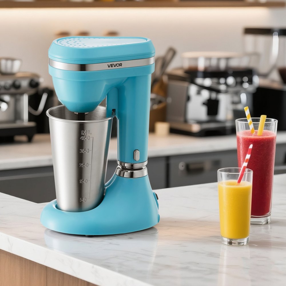 VEVOR Milkshake Maker, 100W Milk Shake Maker Mixer, Single Head Drink Mixer Blender Machine, Dual-Speed Adjustment Milkshake Blender with Stainless Steel Cup, for Home, Kitchen, Bar & Beverage Shop