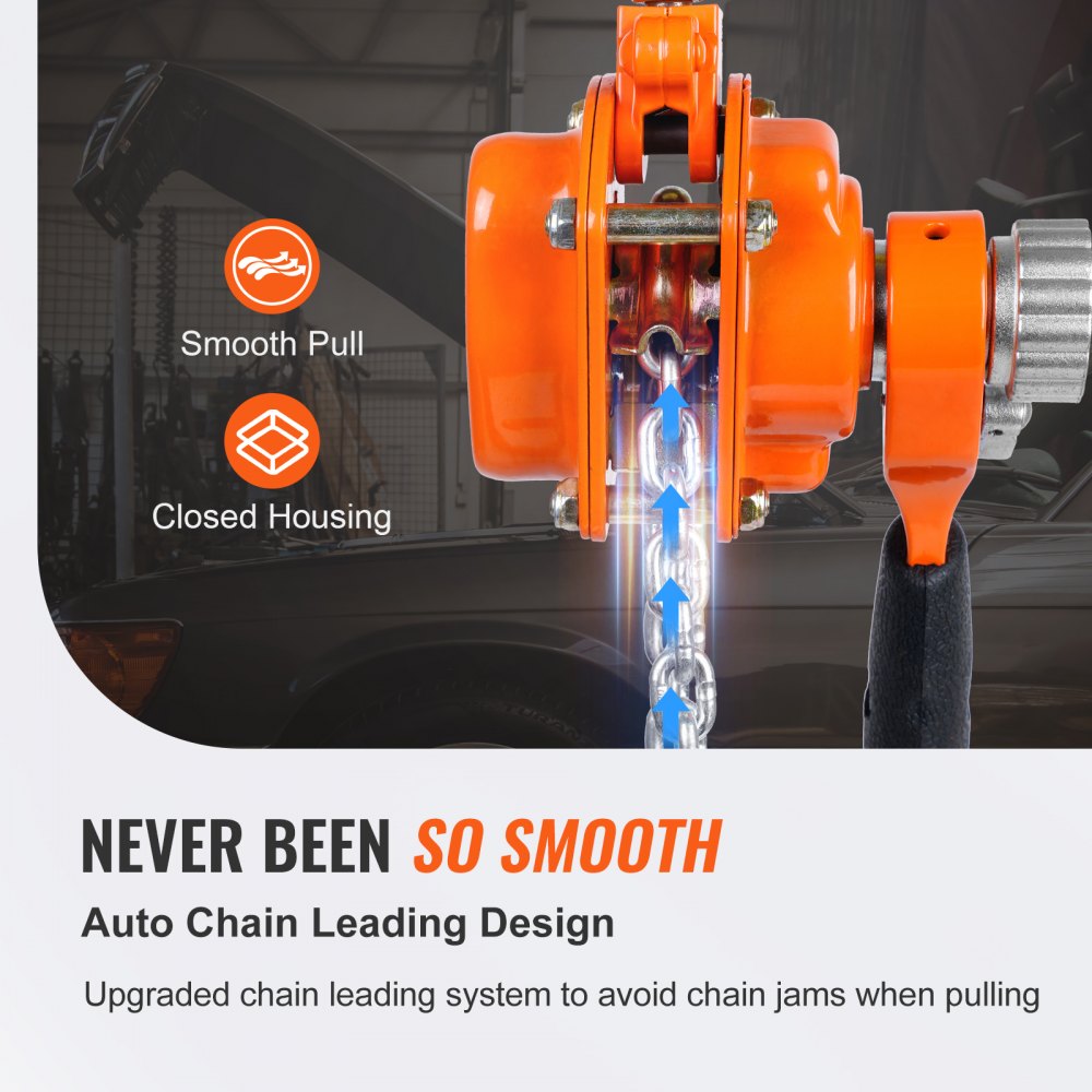 VEVOR Manual Lever Chain Hoist, 1/2 Ton 1100 lbs Capacity 5 FT Come Along, G80 Galvanized Carbon Steel with Weston Double-Pawl Brake, Auto Chain Leading & 360° Rotation Hook, for Garage Factory Dock