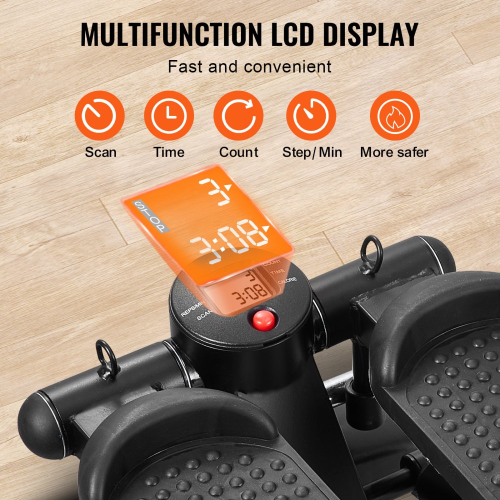 VEVOR Stair Stepper, Mini Stepper for Exercise at Home, Hydraulic Fitness Stepper with Resistance Bands, Full Body Workout Cardio Equipment, Stair Climber with LCD Monitor, 330LBS Load Capacity