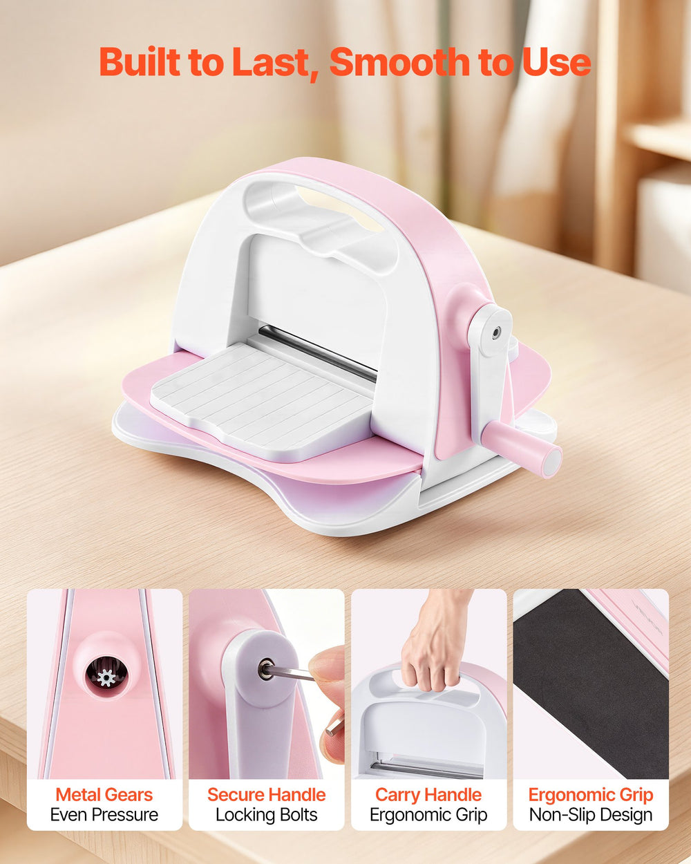VEVOR Manual Die Cutting and Embossing Machine, 3" Opening, Portable Die Cut Machine with Cutting Plates, Ergonomic Handle, Easy to Store, for Arts and Crafts, Scrapbooking, Card Making, Crafting