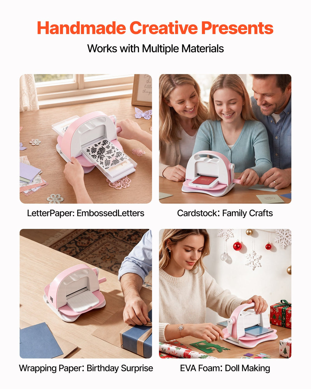 VEVOR Manual Die Cutting and Embossing Machine, 3" Opening, Portable Die Cut Machine with Cutting Plates, Ergonomic Handle, Easy to Store, for Arts and Crafts, Scrapbooking, Card Making, Crafting