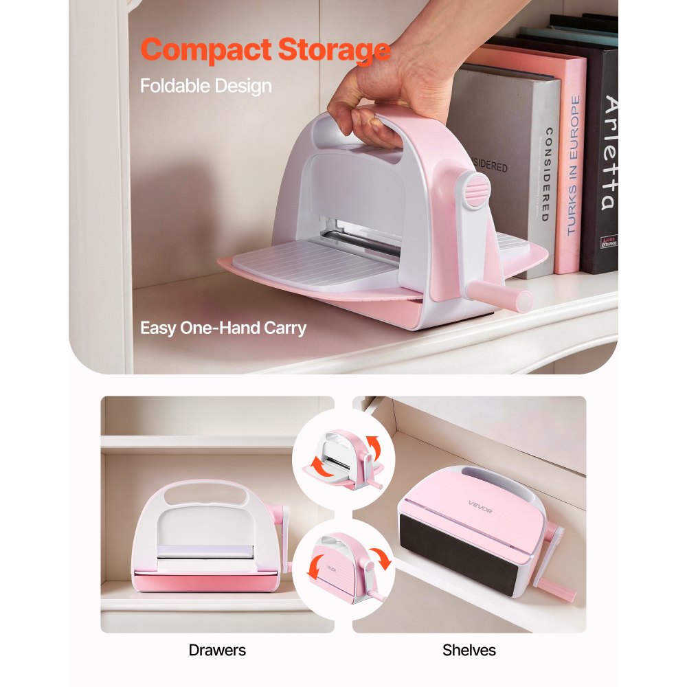 VEVOR Manual Die Cutting and Embossing Machine, 6" Opening, Portable Die Cut Machine with Cutting Plates, Ergonomic Handle, Easy to Store, for Arts and Crafts, Scrapbooking, Card Making, Crafting