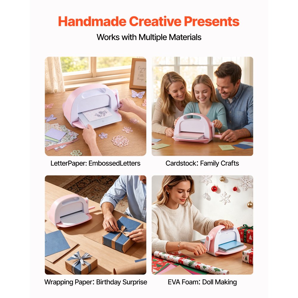 VEVOR Manual Die Cutting and Embossing Machine, 9" Opening, Portable Die Cut Machine with Cutting Plates, Ergonomic Handle, Easy to Store, for Arts and Crafts, Scrapbooking, Card Making, Crafting