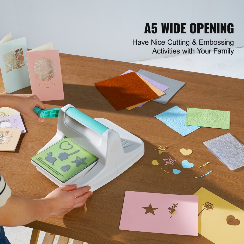 VEVOR Manual Die Cutting & Embossing Machine, Portable Cut Machines, 6 inch Opening Scrapbooking Machine Full Kit Included, For Arts & Crafts, Scrapbooking, Card Making and Crafting, White