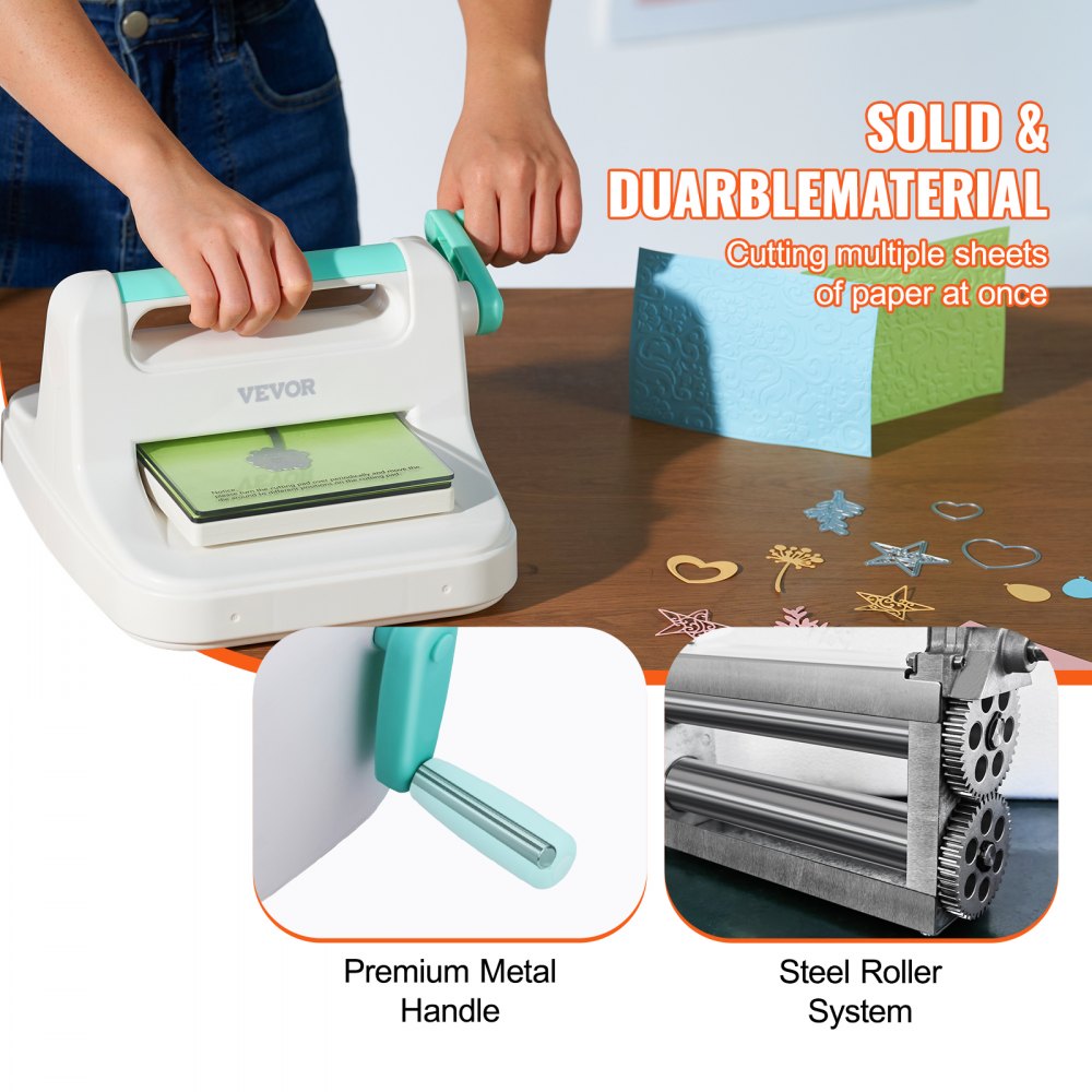 VEVOR Manual Die Cutting & Embossing Machine, Portable Cut Machines, 6 inch Opening Scrapbooking Machine Full Kit Included, For Arts & Crafts, Scrapbooking, Card Making and Crafting, White