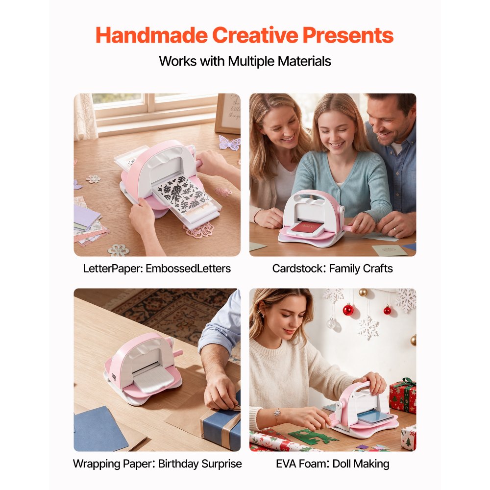 VEVOR Manual Die Cutting and Embossing Machine, 3" Opening, Portable Die Cut Machine Set with Cutting Dies, Embossing Folders, Paper Sheets, Cutting Plates, for Scrapbooking, Card Making, Crafting