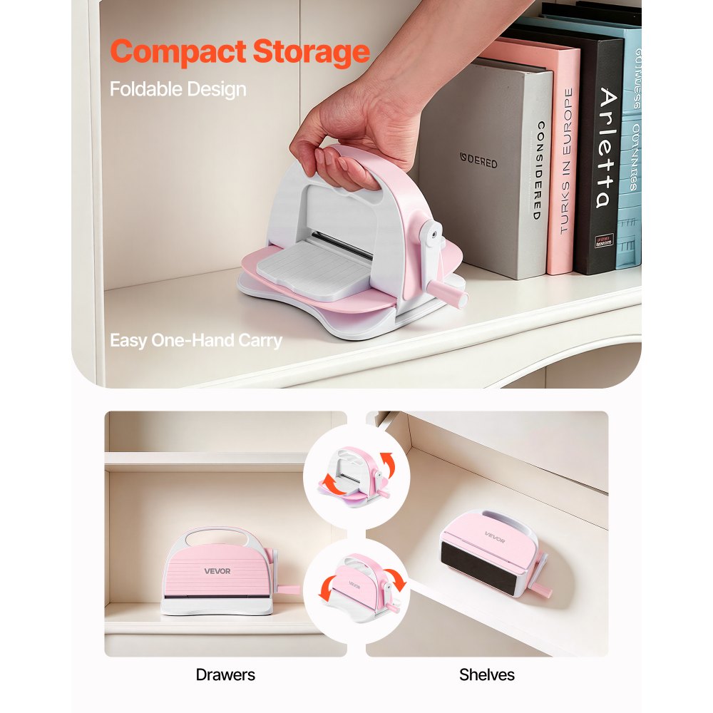VEVOR Manual Die Cutting and Embossing Machine, 3" Opening, Portable Die Cut Machine Set with Cutting Dies, Embossing Folders, Paper Sheets, Cutting Plates, for Scrapbooking, Card Making, Crafting