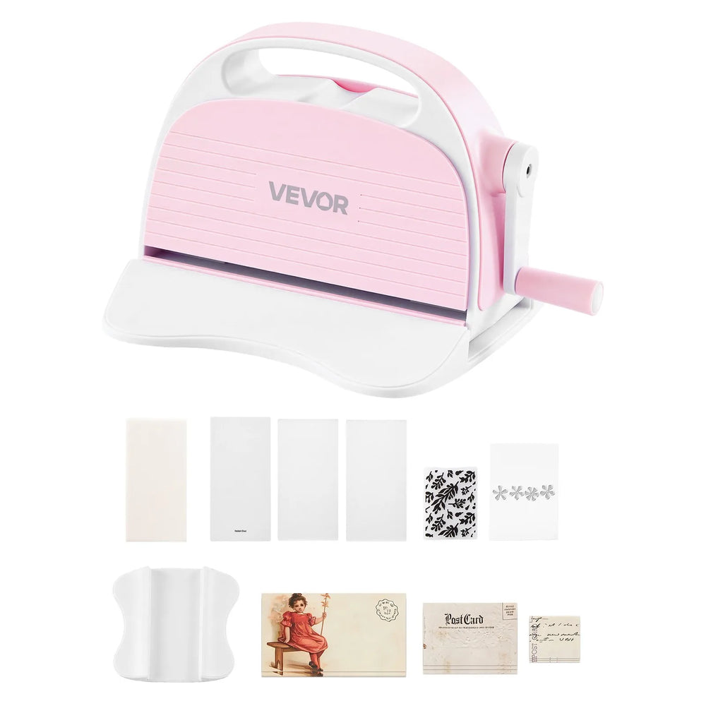 VEVOR Manual Die Cutting and Embossing Machine, 3" Opening, Portable Die Cut Machine Set with Cutting Dies, Embossing Folders, Paper Sheets, Cutting Plates, for Scrapbooking, Card Making, Crafting