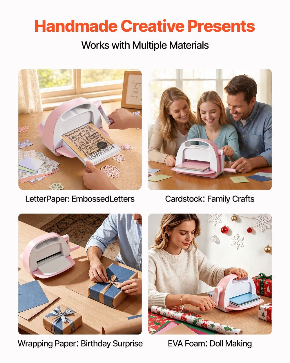 VEVOR Manual Die Cutting and Embossing Machine, 6" Opening, Portable Die Cut Machine Set with Cutting Dies, Embossing Folders, Paper Sheets, Cutting Plates, for Scrapbooking, Card Making, Crafting