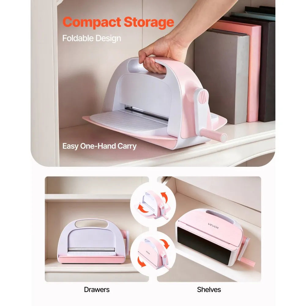 VEVOR Manual Die Cutting and Embossing Machine, 9" Opening, Portable Die Cut Machine Set with Cutting Dies, Embossing Folders, Paper Sheets, Cutting Plates, for Scrapbooking, Card Making, Crafting