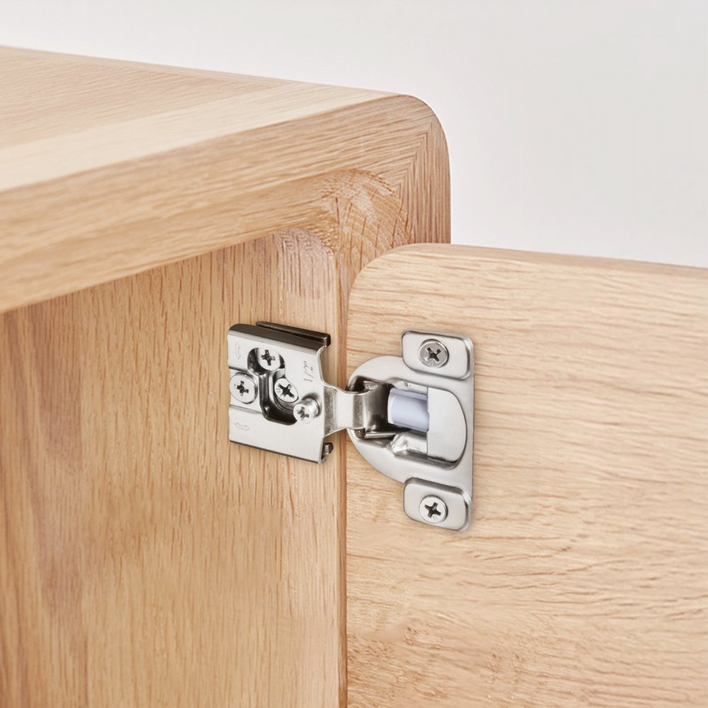 VEVOR Cabinet Hinges, 50 Packs Partial Overlay Kitchen Cabinet Door Hinges, 105 Degree Opening Angel Soft Close Concealed Cupboard Hinges for Framed Cabinet Type, with Mounting Screws