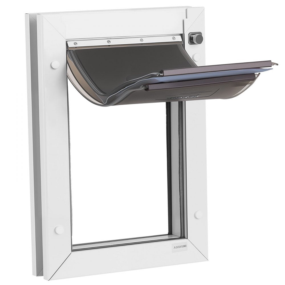 VEVOR Pet Door, Medium, with Three Magnetic Flaps and Metal Frame, Strong and Weatherproof Dog Door for Interior and Exterior Doors, Easy to Install, Easy In-and-Out Access for Doggies, White