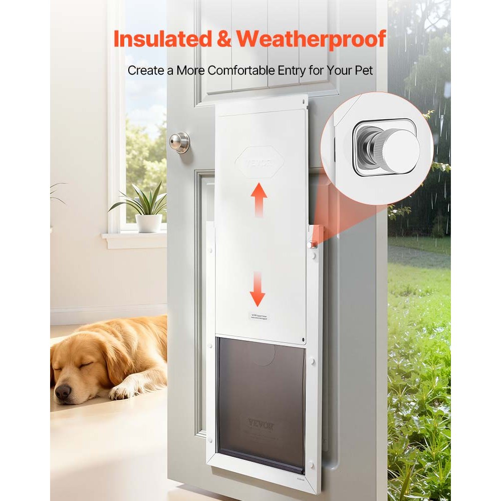 VEVOR Pet Door, X-Large, with Double Magnetic Flaps and Metal Frame, Strong and Weatherproof Dog Door for Interior and Exterior Doors, Easy to Install, Easy In-and-Out Access for Doggies, White