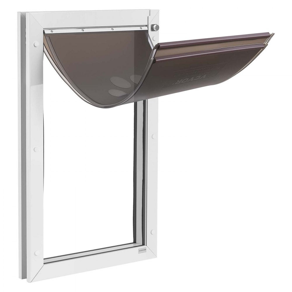 VEVOR Pet Door, X-Large, with Double Magnetic Flaps and Metal Frame, Strong and Weatherproof Dog Door for Interior and Exterior Doors, Easy to Install, Easy In-and-Out Access for Doggies, White