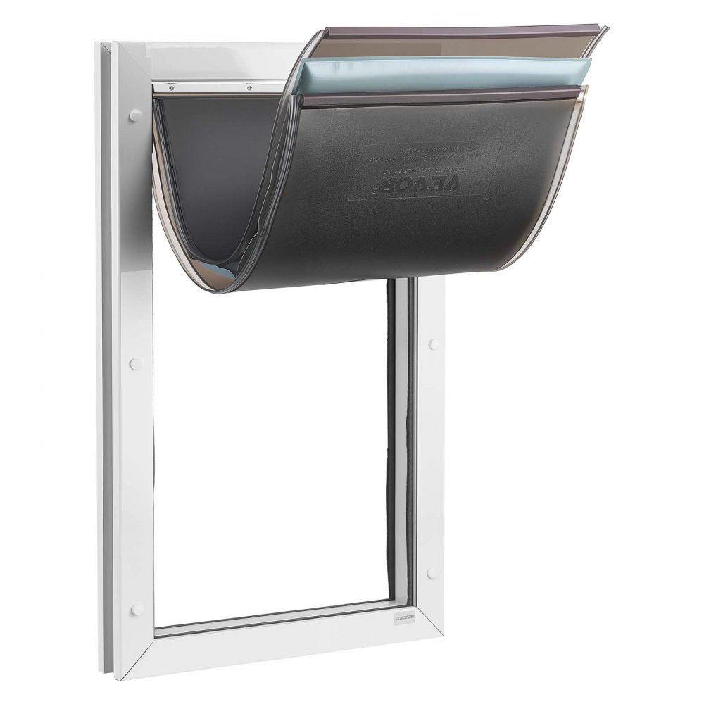 VEVOR Pet Door, X-Large, with Three Magnetic Flaps and Metal Frame, Strong and Weatherproof Dog Door for Interior and Exterior Doors, Easy to Install, Easy In-and-Out Access for Doggies, White