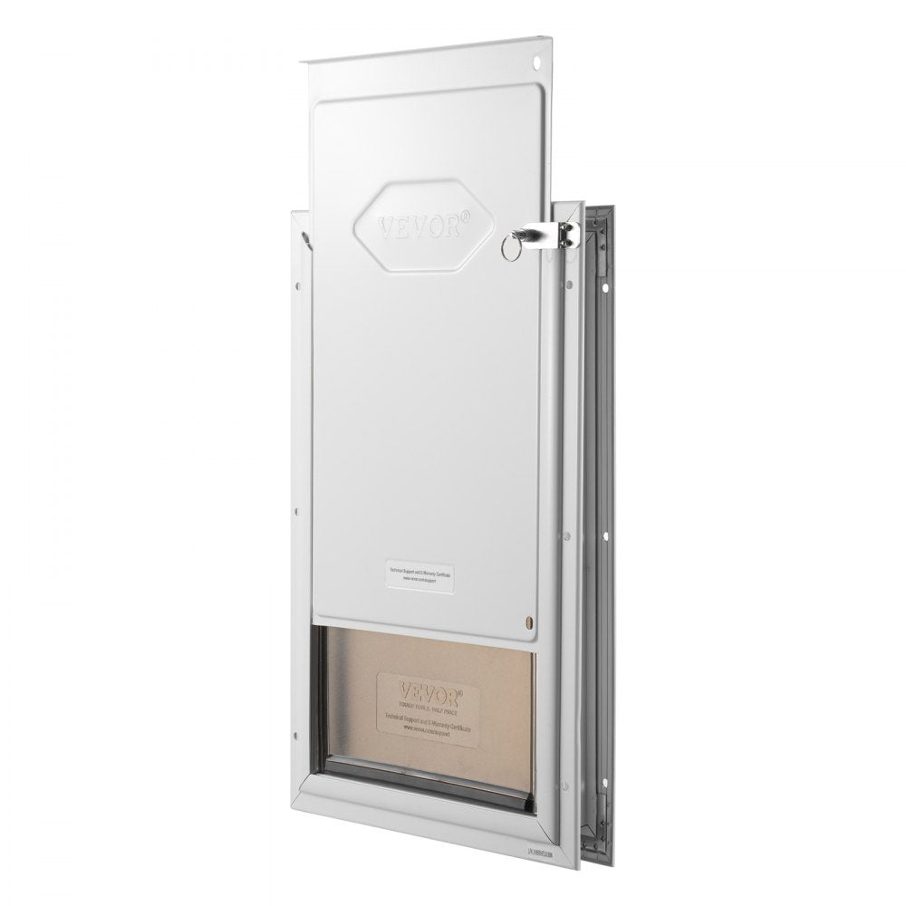 VEVOR Pet Door, 11.3" x 16.02" Aluminum Frame with Lock and Flap System, Weatherproof Doggy Door, Easy to Install in Interior or Exterior Doors, Pet Door Suitable for Cat Doggie Kitties (White-M)