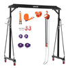 VEVOR Adjustable Gantry Crane, 2200 lbs Capacity, Portable Shop Lift Hoist with 95.7-142.9 in Height Adjustable, Manual Trolley, Hoist, Sling, Shackles, Hooks, for Garage Factory Warehouse Auto Repair
