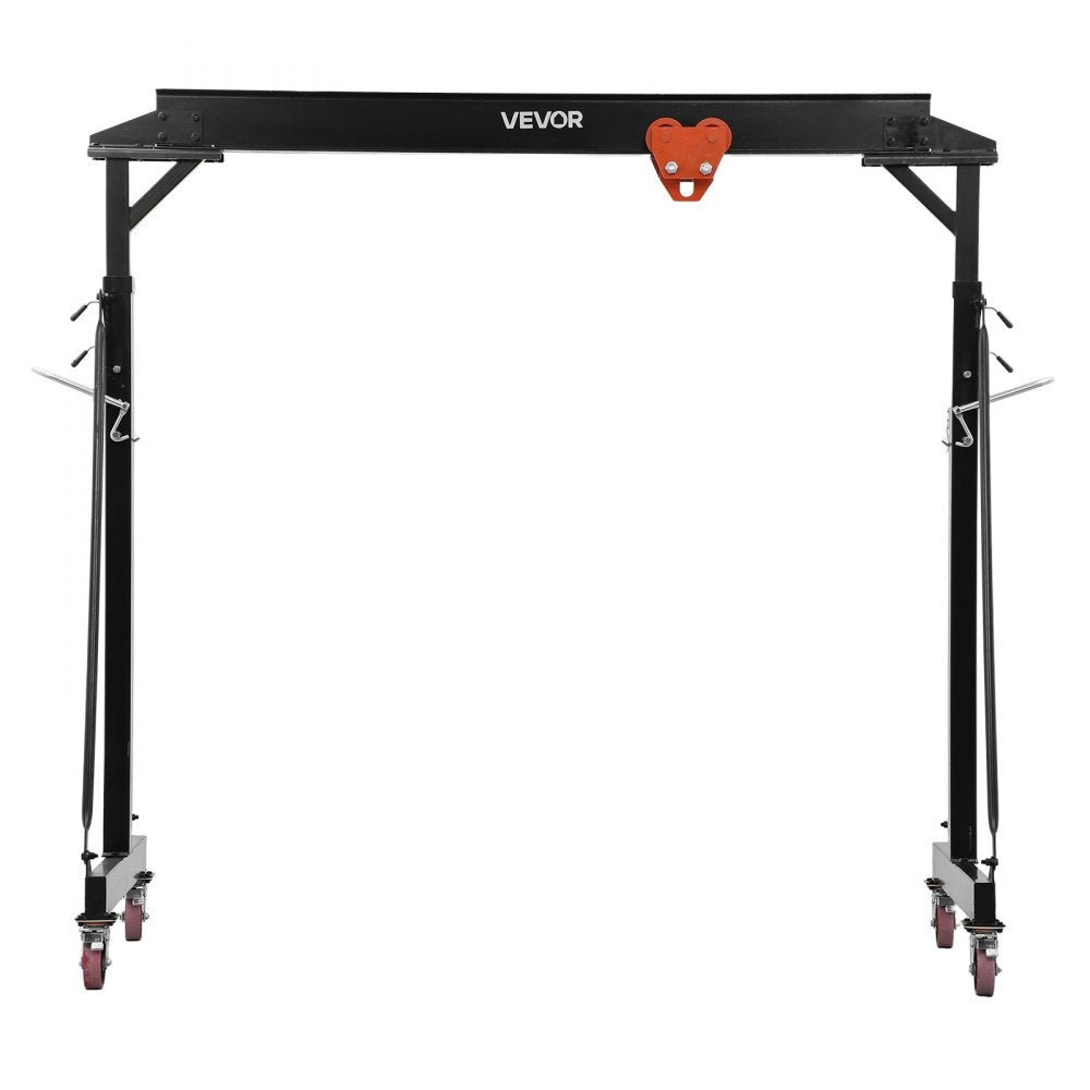 VEVOR Adjustable Gantry Crane, 5000 lbs Capacity, Portable Shop Lift Hoist with 100.4-147.6 in Height Adjustable, Manual Trolley, Locking Wheels, Steel Construction, for Factory Warehouse Auto Repair