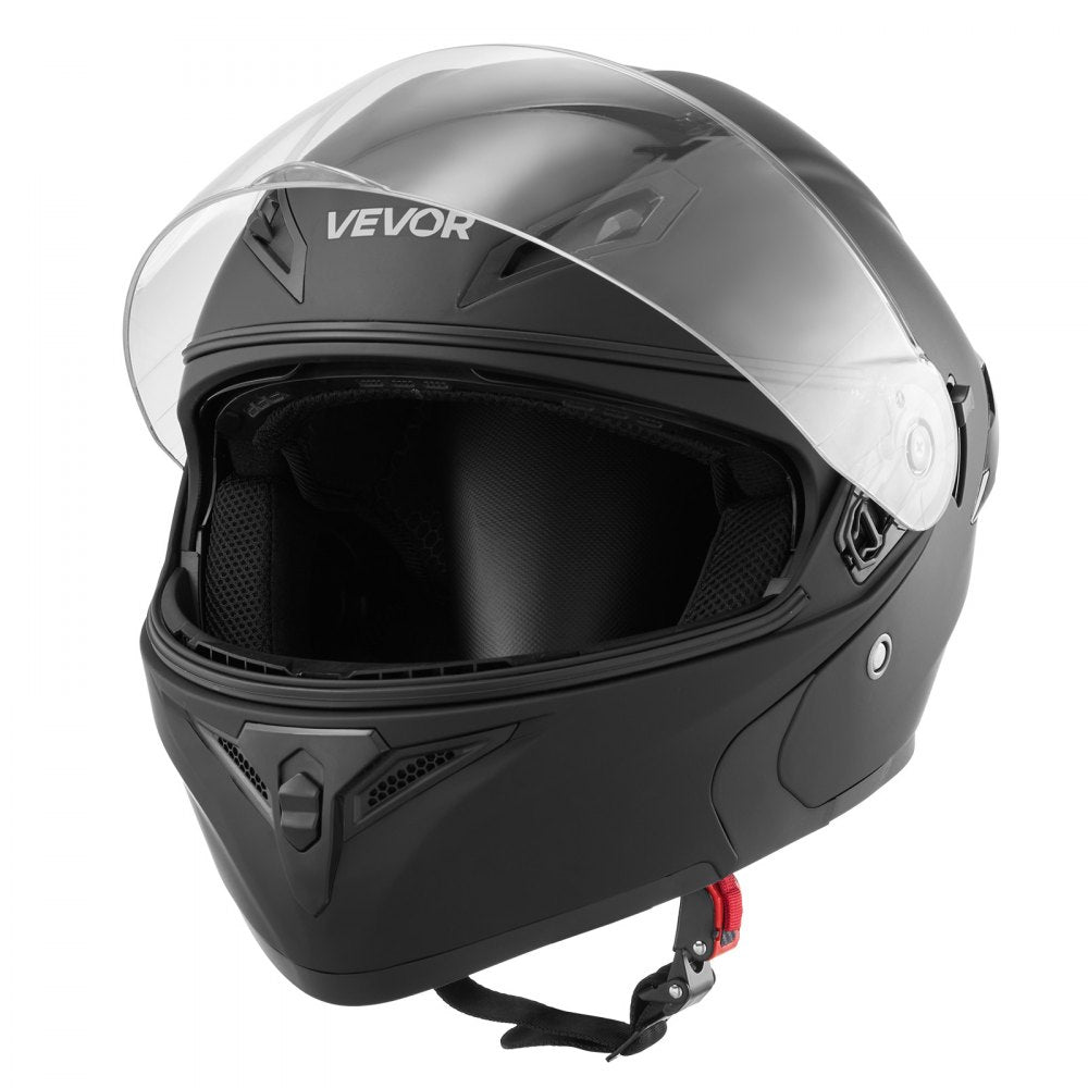 VEVOR Motorcycle Helmet, Modular, Adult Motocross Dirt Bike Helmet with Large Clear Visor, Comfortable Motorbike Racing Street with Detachable Liner for Men & Women, DOT Approved, (Matte Black, L)