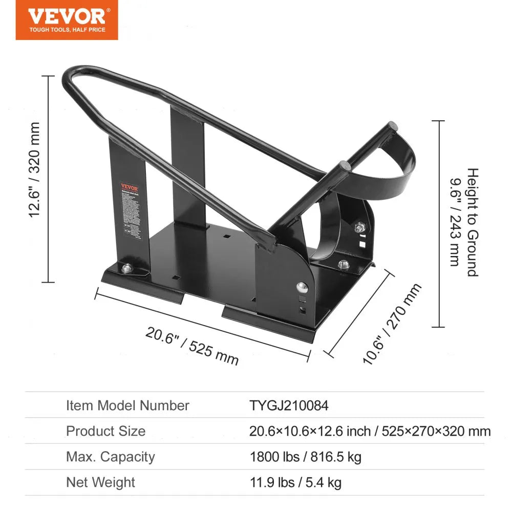 VEVOR Motorcycle Wheel Chock, 1800 lbs Capacity Wheel Cradle Holder, Heavy-duty Steel Motorcycle Front Wheel Stand with 3 Adjustable Holes, For 15"-21" Off-Road Motorcycles, Standard Motorcycles