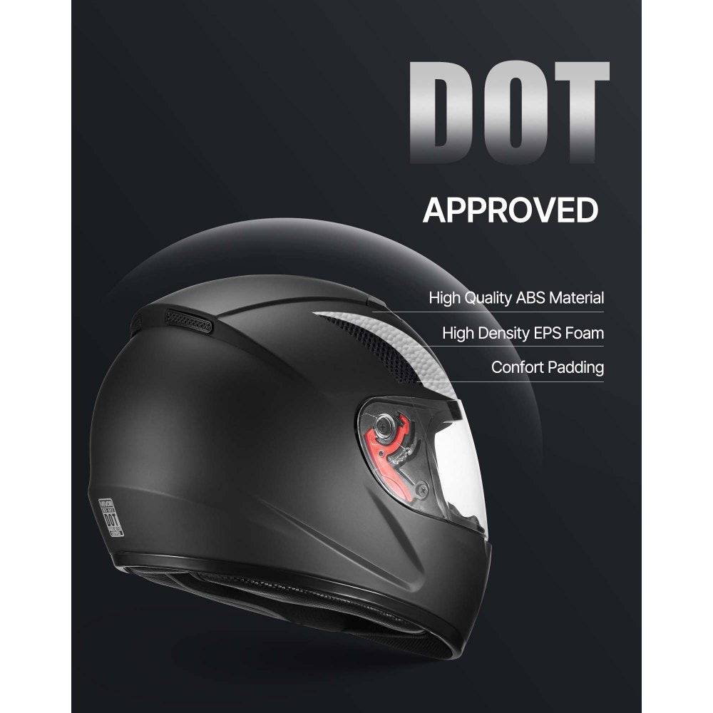 VEVOR Motorcycle Helmet, Full Face, Adult Motocross Dirt Bike Helmet with Tinted and Clear Dual Visor, Motorbike Racing Street with Detachable Liner for Men & Women, DOT Approved, (Matte Black, XL)
