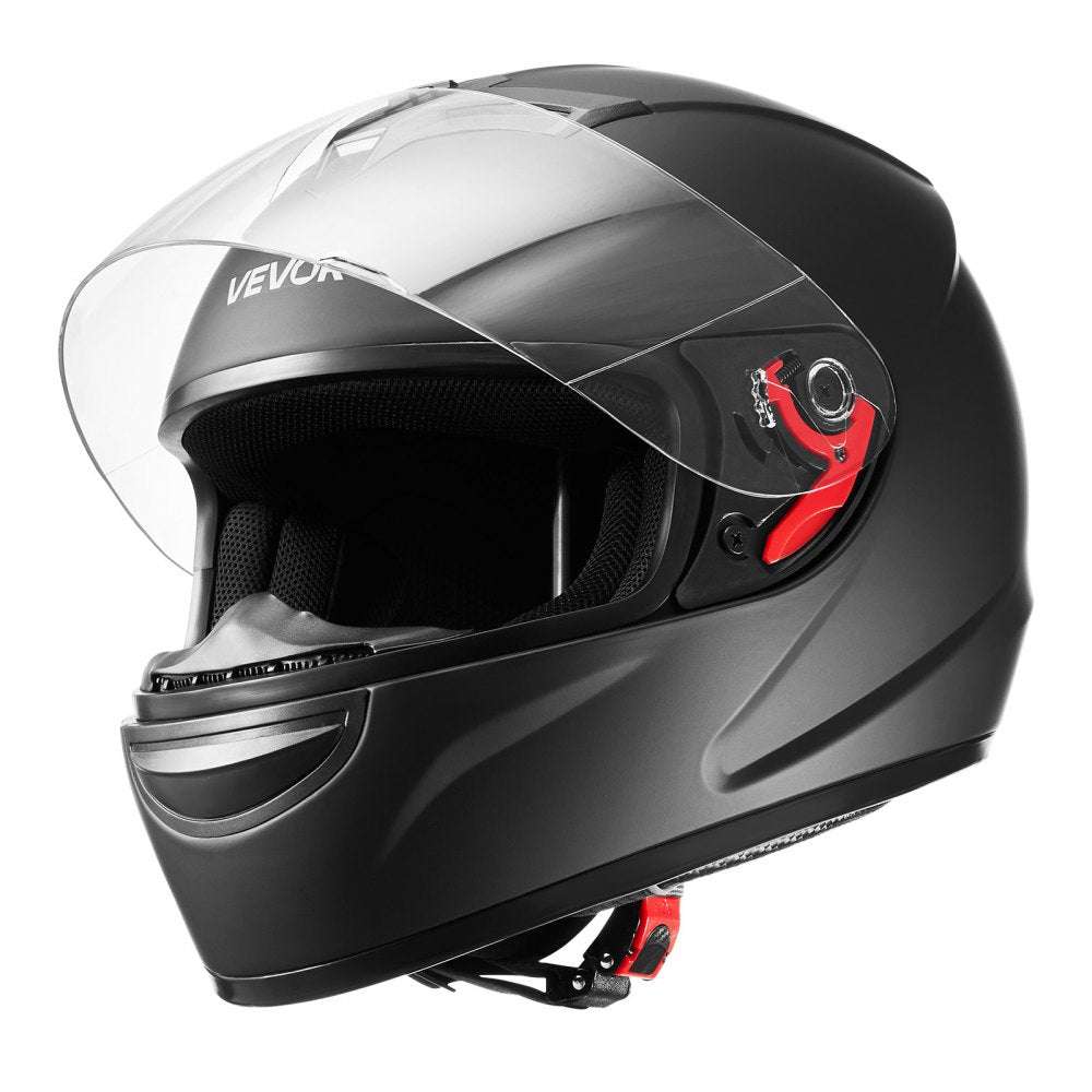 VEVOR Motorcycle Helmet, Full Face, Adult Motocross Dirt Bike Helmet with Tinted and Clear Dual Visor, Motorbike Racing Street with Detachable Liner for Men & Women, DOT Approved, (Matte Black, XL)