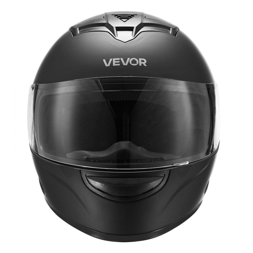 VEVOR Motorcycle Helmet, Full Face, Adult Motocross Dirt Bike Helmet with Tinted and Clear Dual Visor, Motorbike Racing Street with Detachable Liner for Men & Women, DOT Approved, (Matte Black, XL)