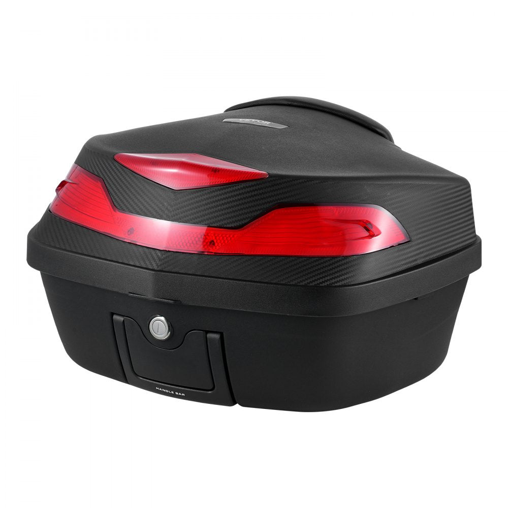 VEVOR Motorcycle Top Case, Universal Durable PP Material Motorbike Tail Box with Reflective Panel, 48L Waterproof Detachable Motorcycle Top Box with Multi-Hole Base, Fit for 99% of Motorcycle Frames